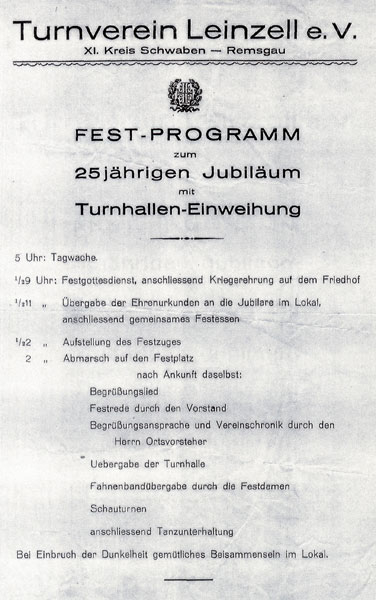 tsv-leinzell vereinschronik-1900-1925 fest-programm